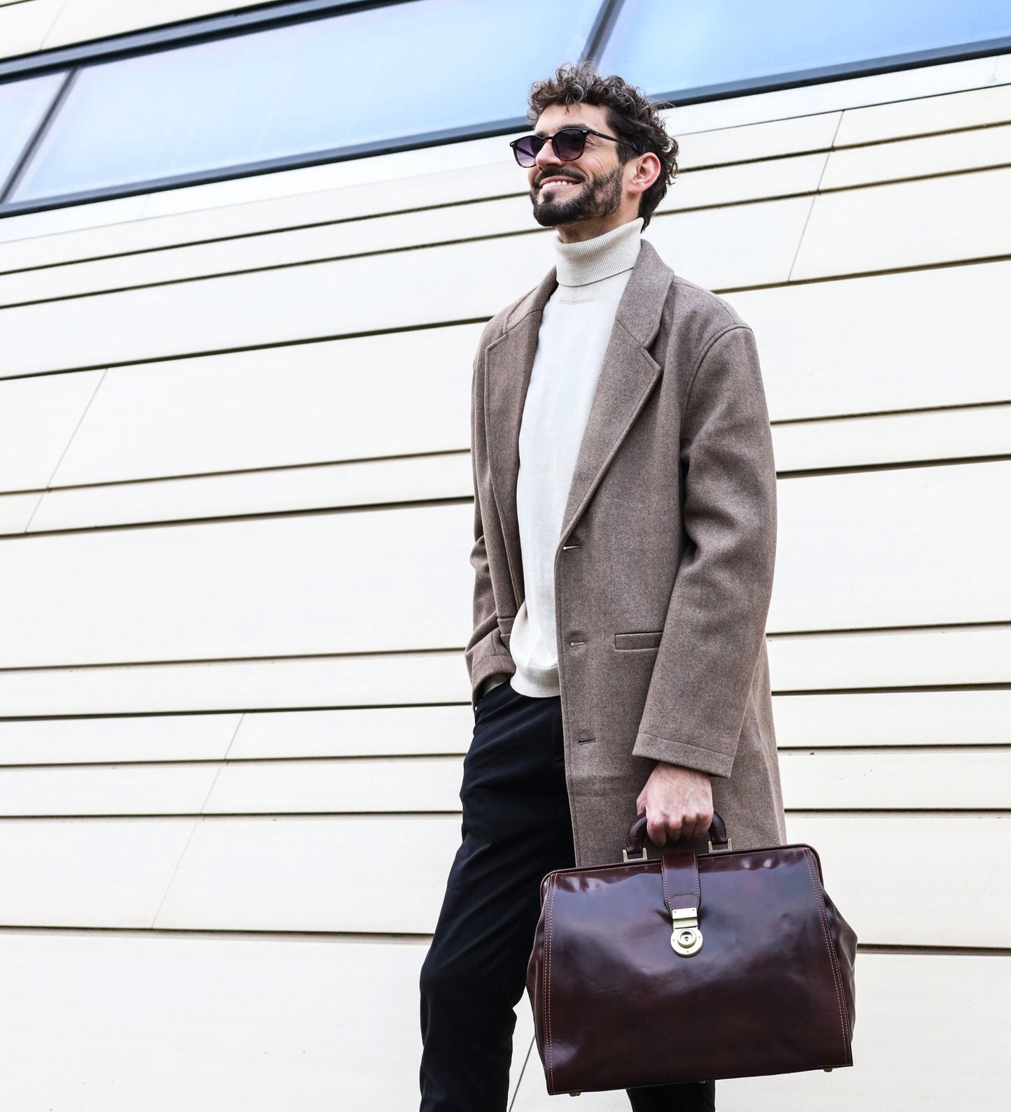Grand sac de médecin en cuir marron - Mrs Dalloway