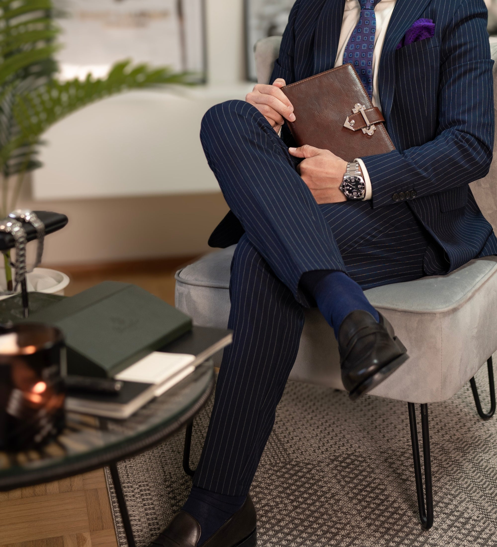 Leather Journal with Refillable A5 Notepad - In Search of Lost Time