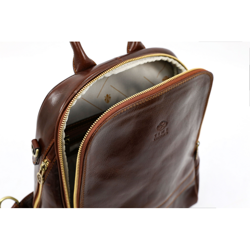 Womens Leather Backpack Convertible Bag - Regeneration Backpack Time Resistance   