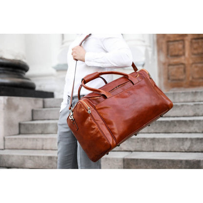 Large Italian Leather Duffel Bag - The Hitchhikers Guide to the Galaxy Duffel Bag Time Resistance   