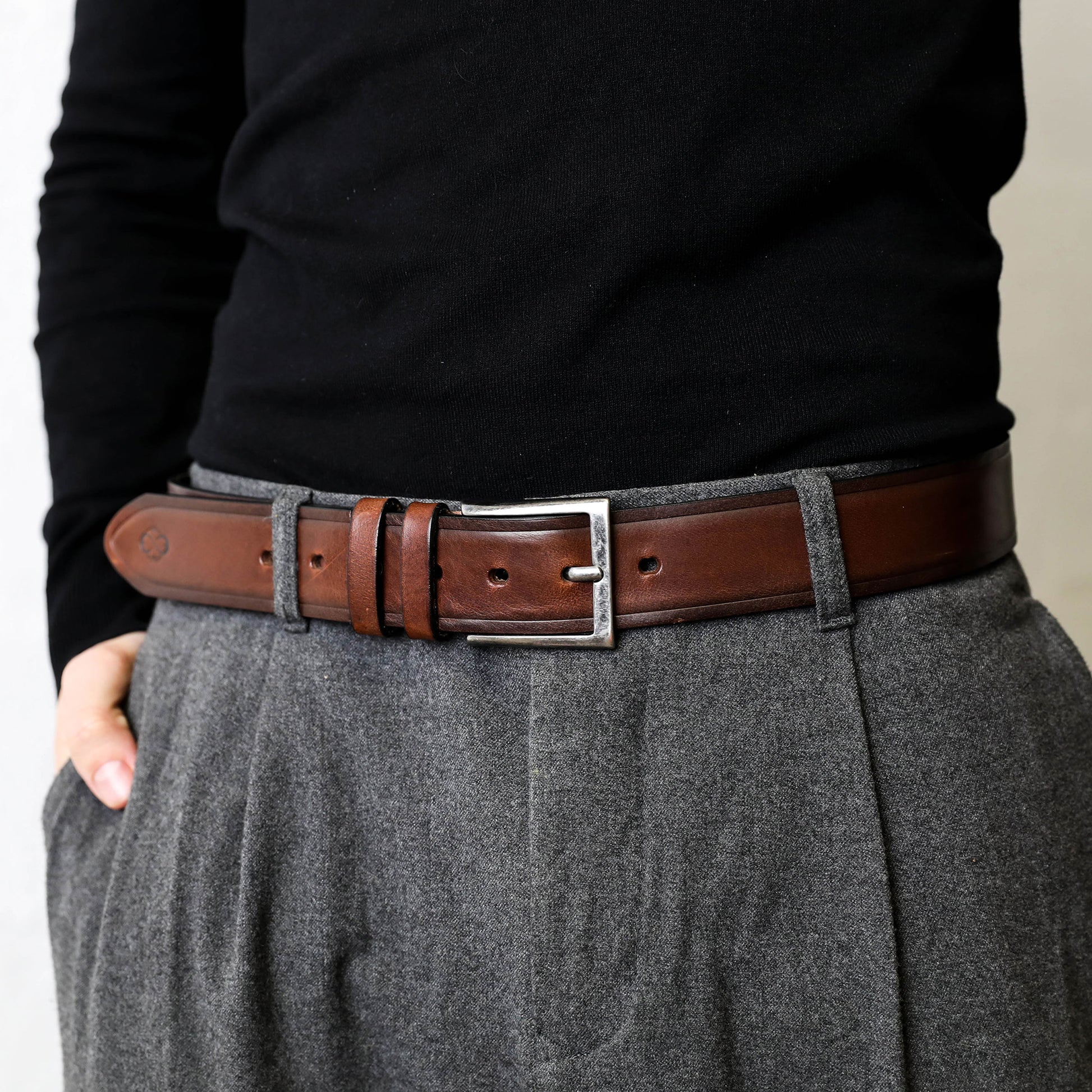 Brown Leather Belt - North and South Accessories Time Resistance   