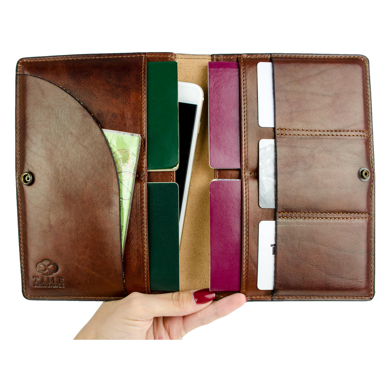 Large Leather Passport Holder - Gulliver's Travels Accessories Time Resistance   