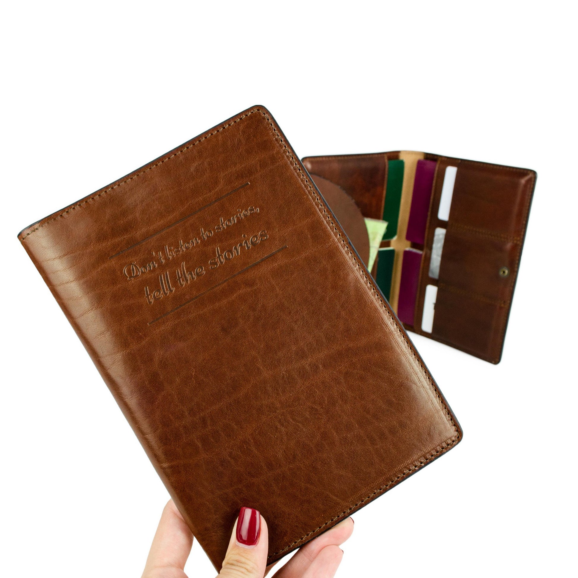 Large Leather Passport Holder - Gulliver's Travels Accessories Time Resistance   