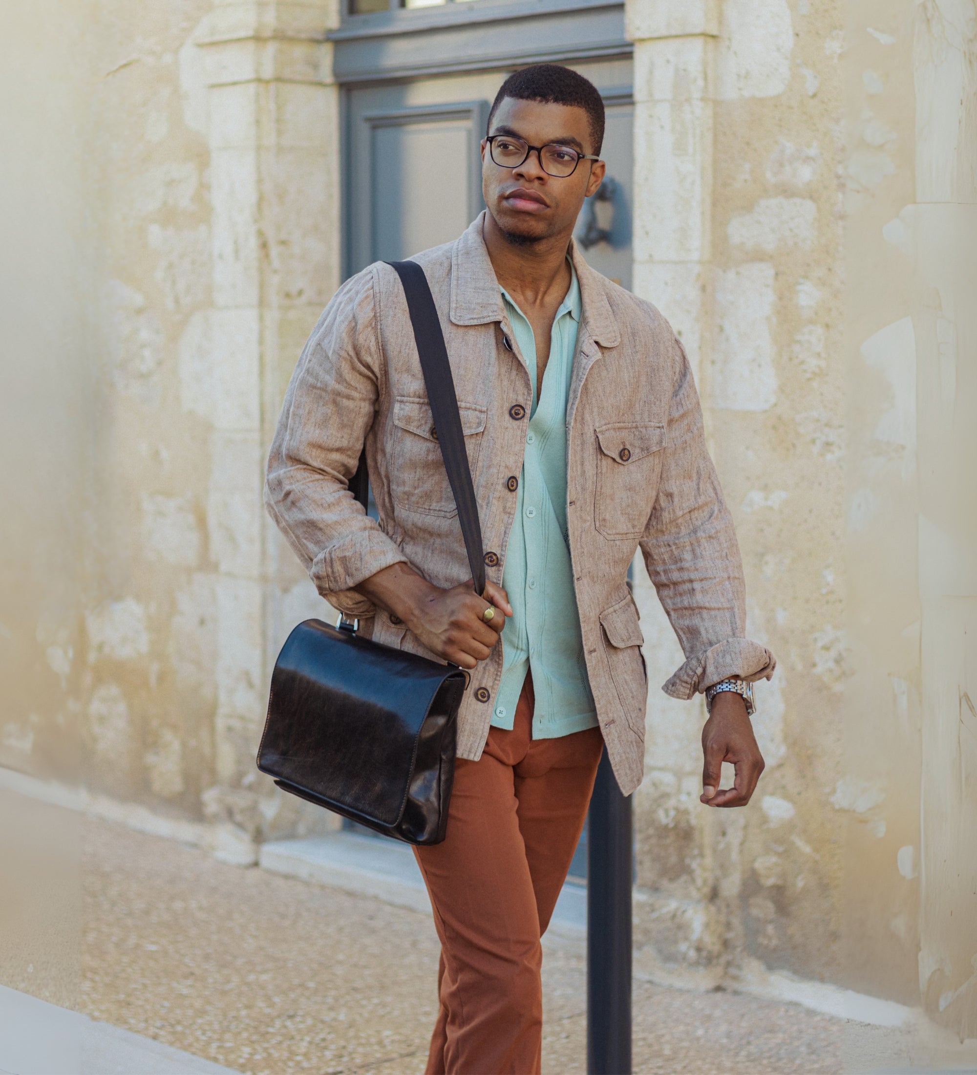 Leather Messenger Bag - A Room with a View