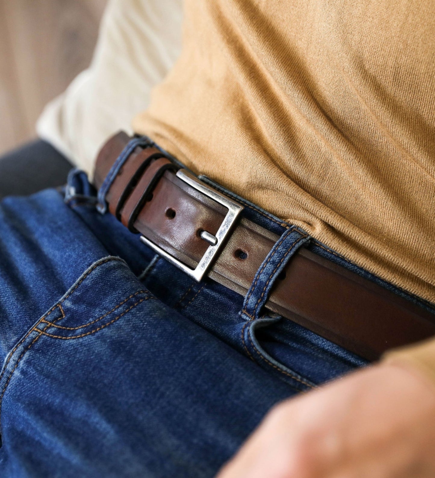 Ceinture en cuir marron - North and South