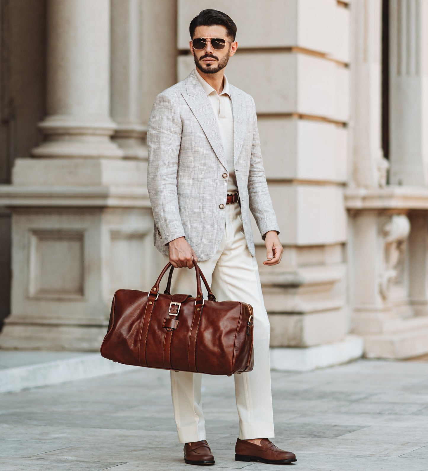 Sac de sport en cuir marron Cognac mat - Tender Is the Night