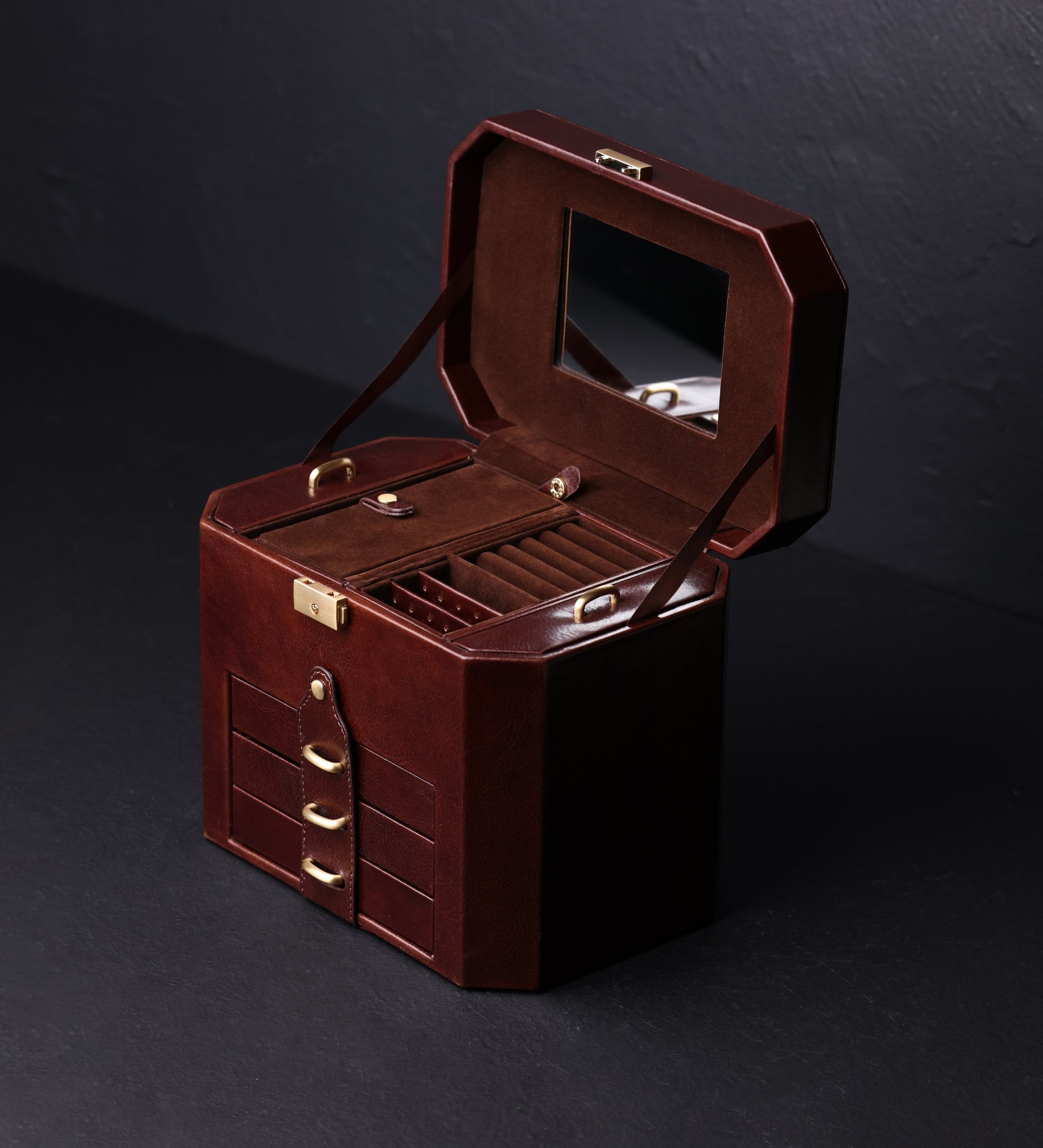 Large Leather Jewelry Box for Women - A Handful of Dust