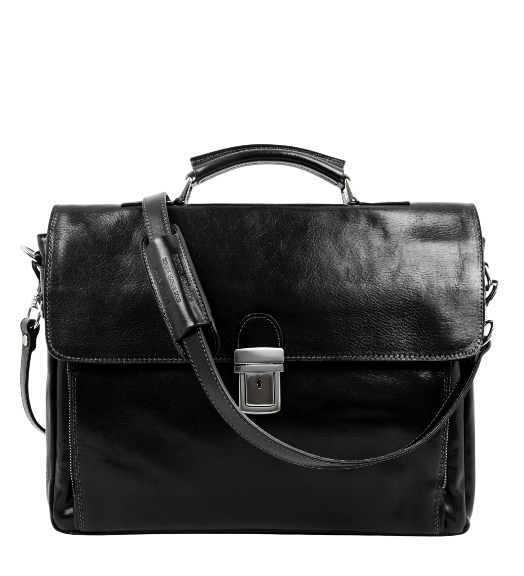 Leather Briefcase Laptop Bag  - In Cold Blood
