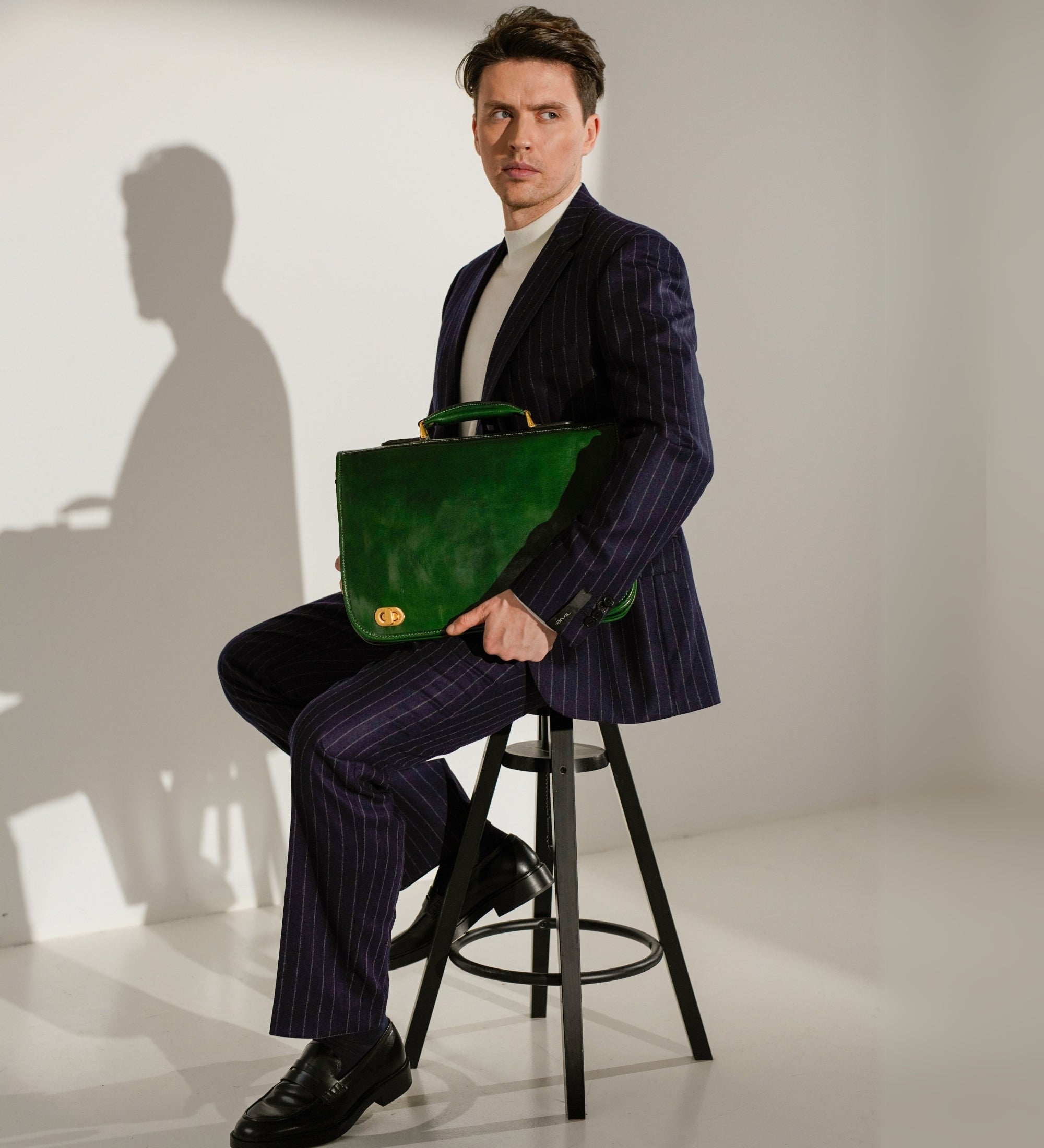 Leather Briefcase Laptop Bag - Illusions