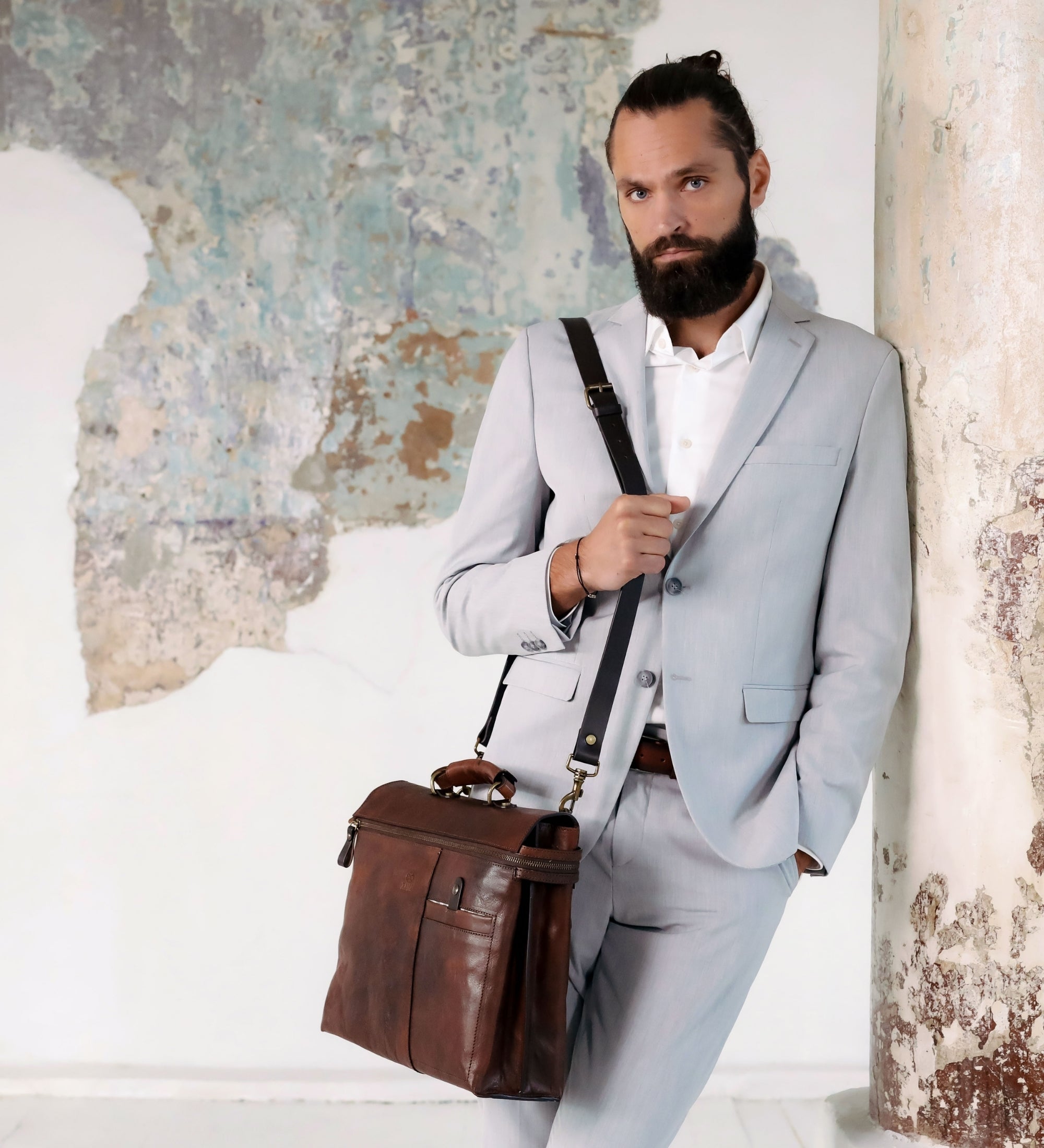 Brown Leather Briefcase Laptop Bag - From Here to Eternity