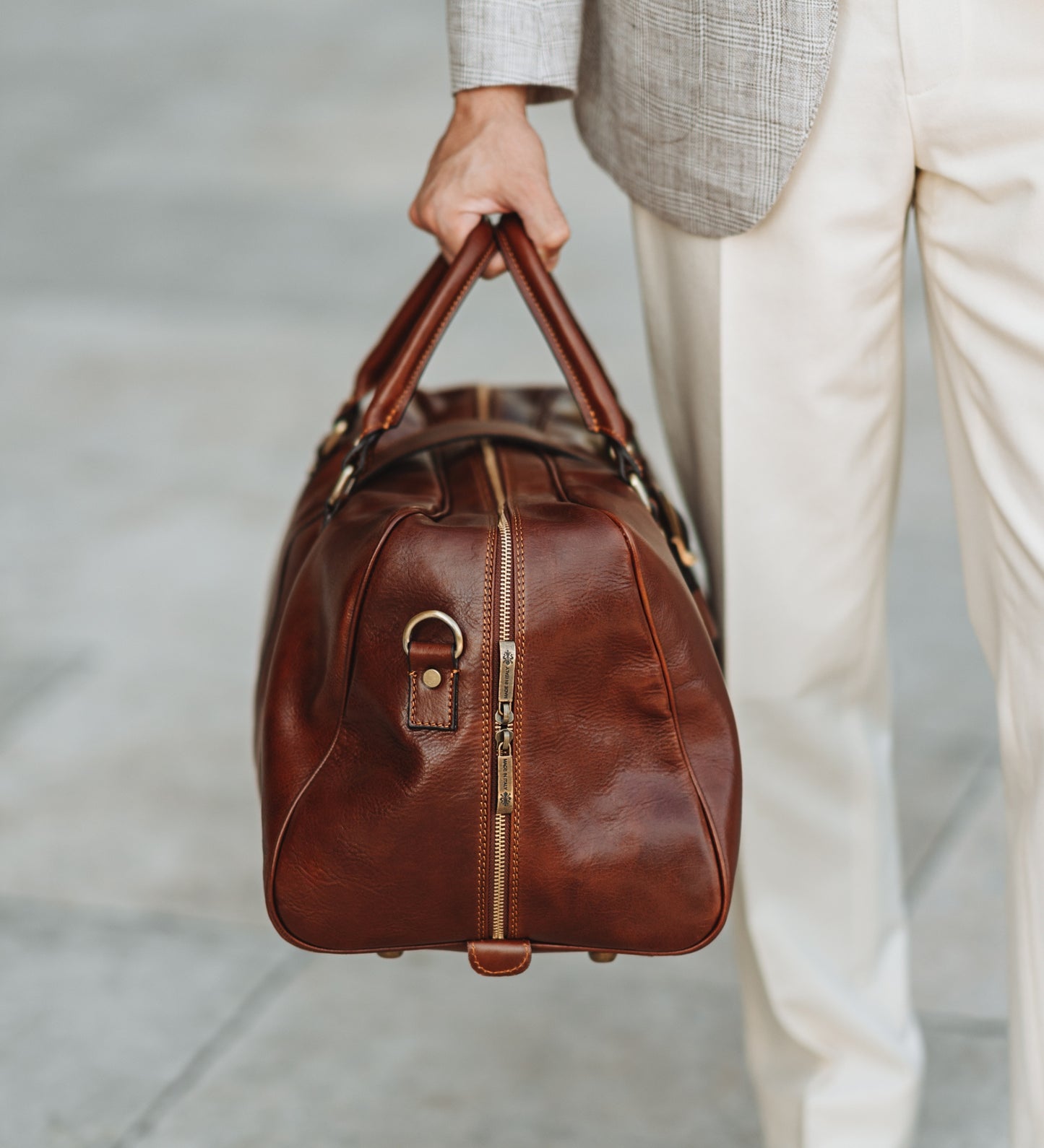 Sac de sport en cuir marron Cognac mat - Tender Is the Night