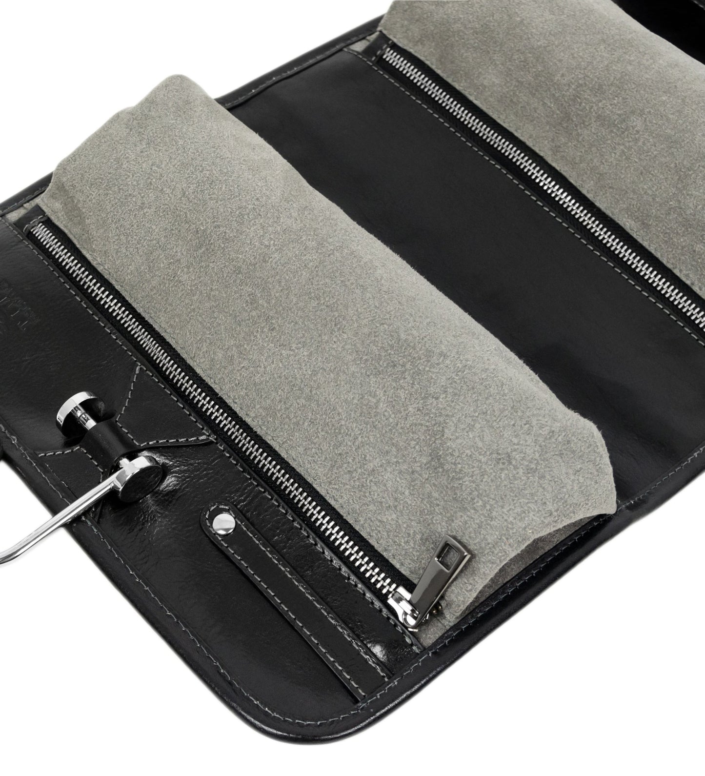 Womens Leather Hanging Wash Bag Toiletry Bag - Dracula