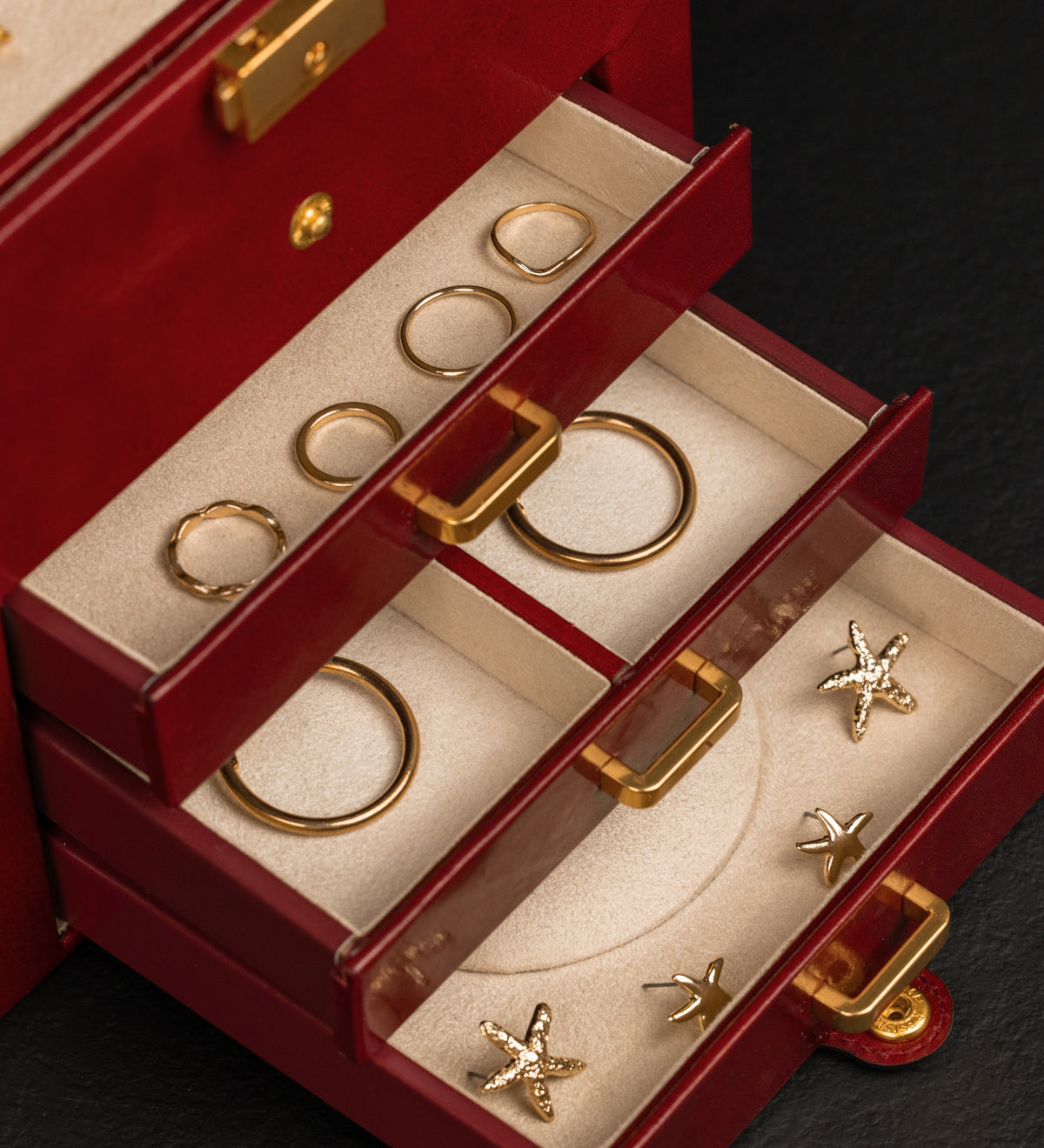 Large Leather Jewelry Box for Women - A Handful of Dust