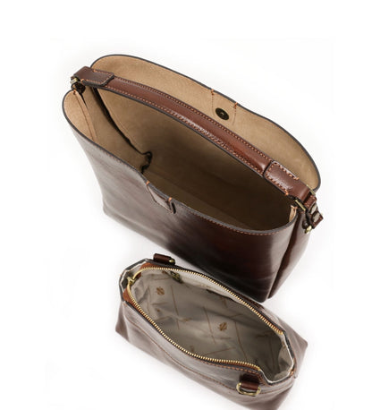 Fourre-tout en cuir marron pour femmes, sac à bandoulière - Alice in Wonderland