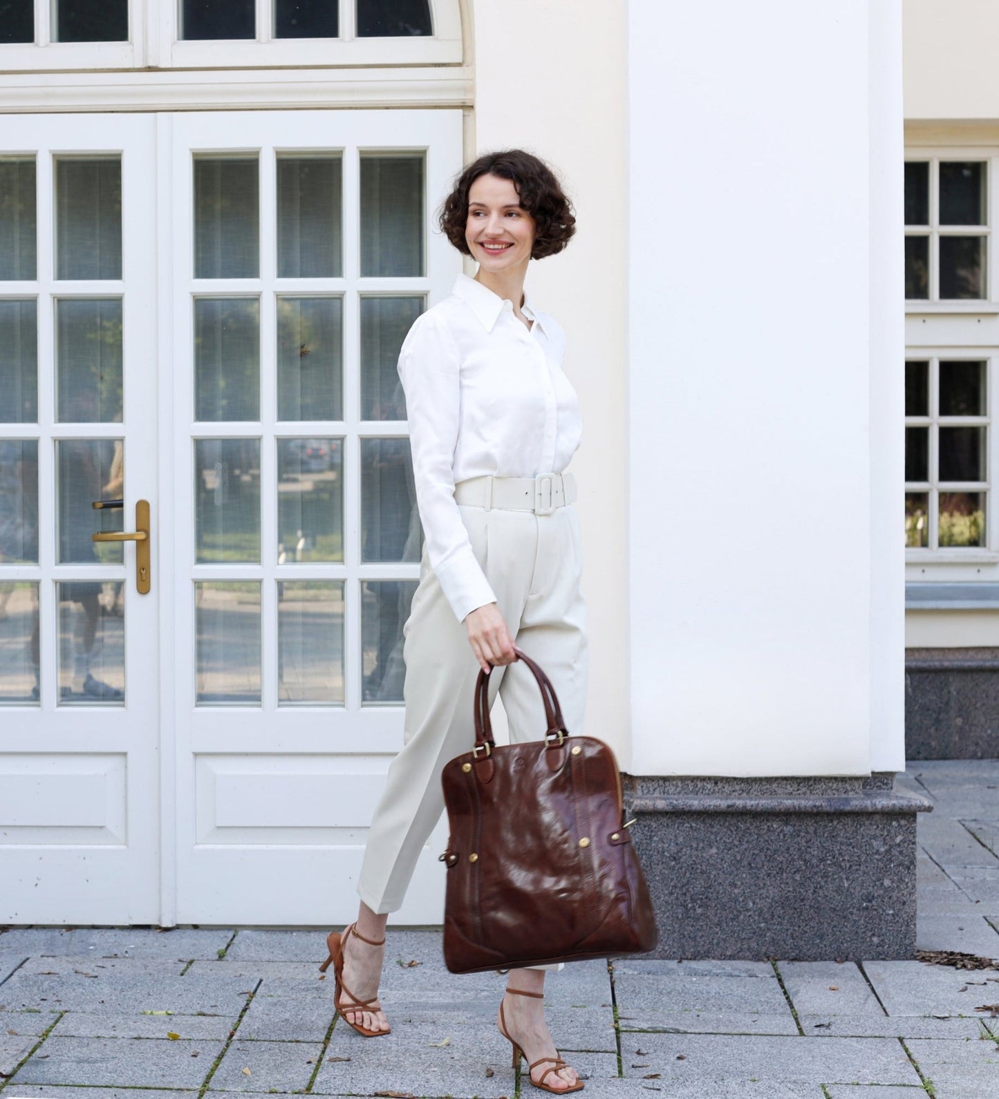 Sac à dos en cuir marron pour femmes - Charlotte's Web