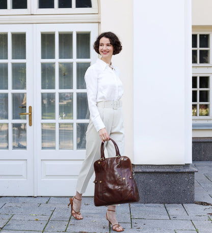 Sac à dos en cuir marron pour femmes - Charlotte's Web