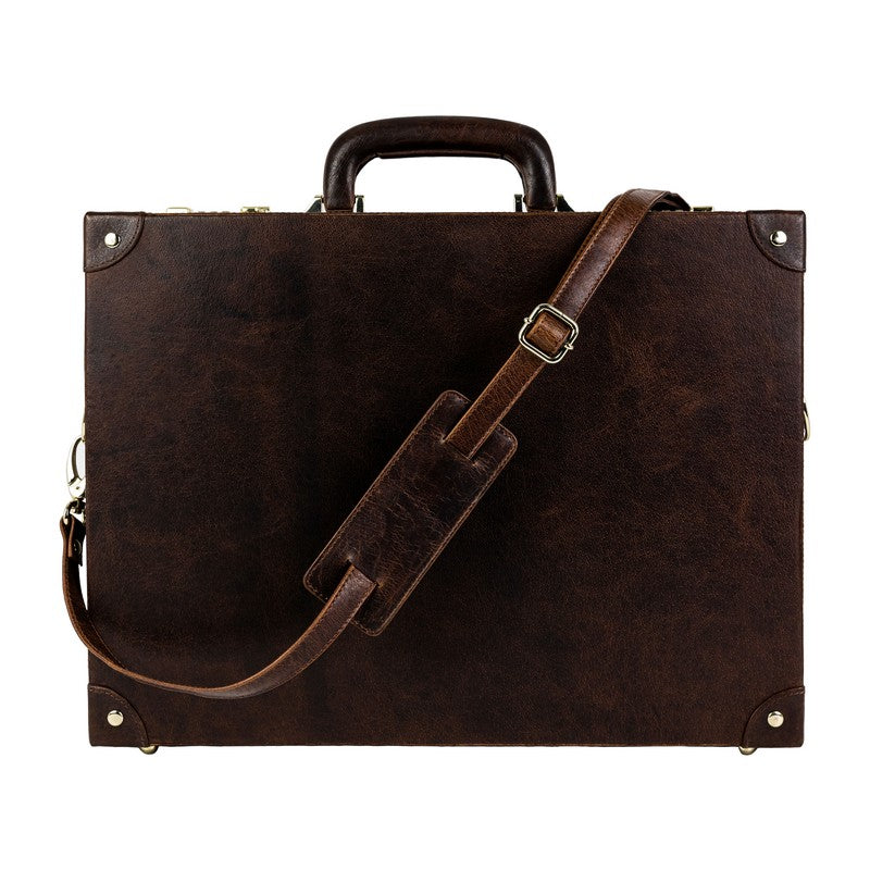 Large Leather Attaché Case Briefcase - Parade's End Briefcase Time Resistance   