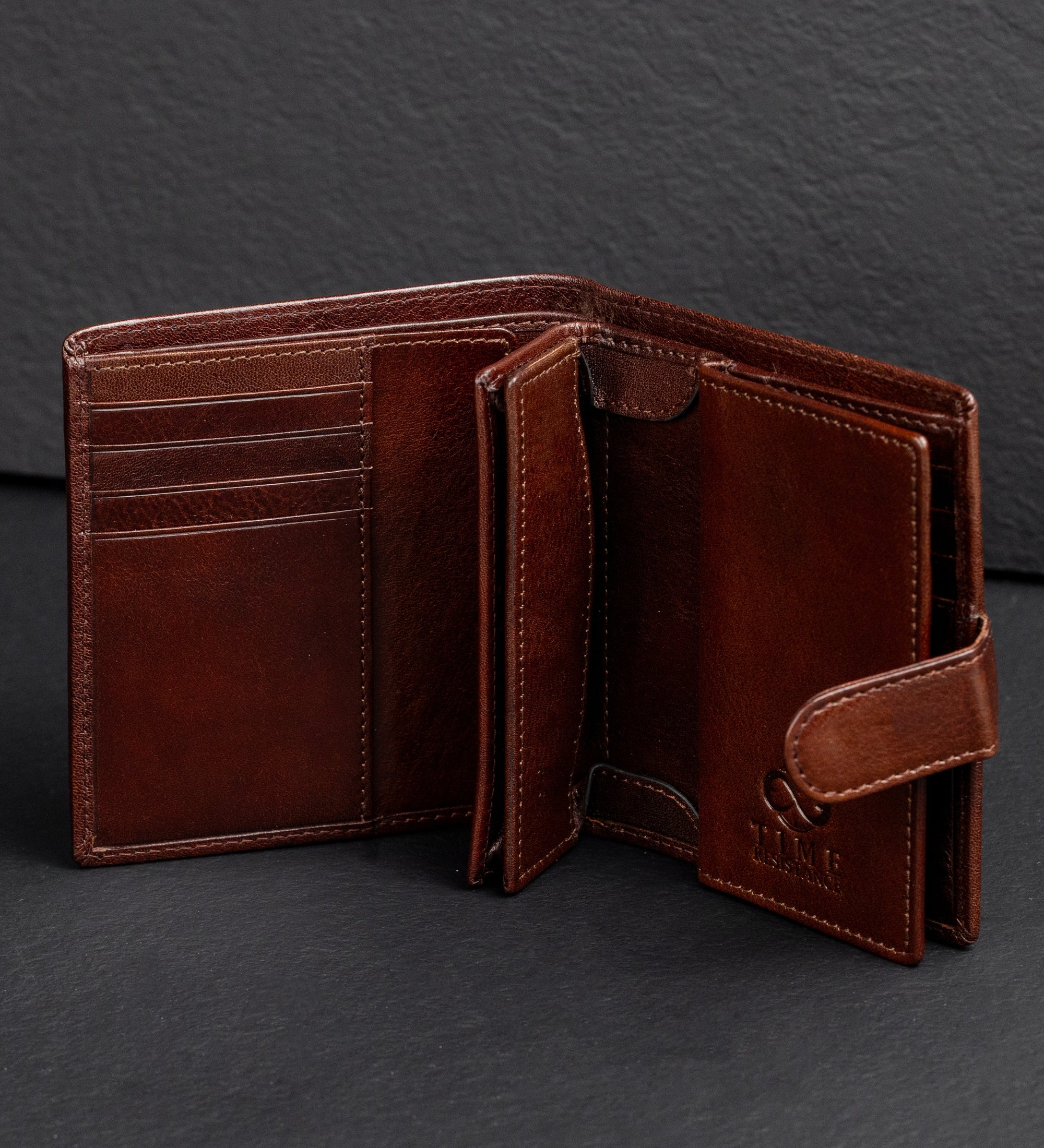 Leather Bifold Wallet with a Snap Closure - Ironweed