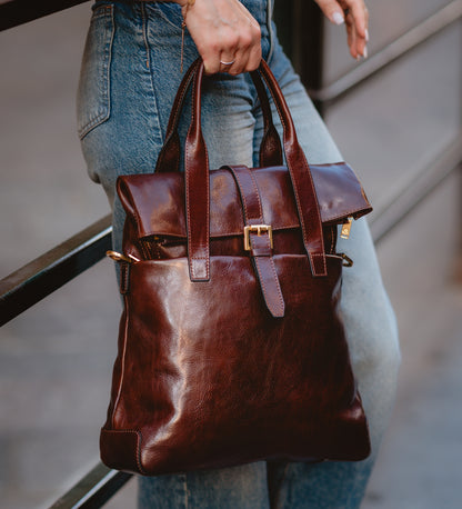 Womens Convertible Leather Backpack Shoulder Bag - The Awakening