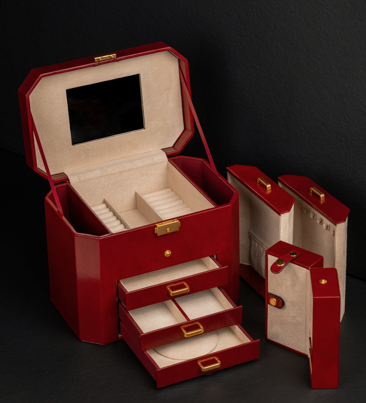 Large Leather Jewelry Box for Women - A Handful of Dust
