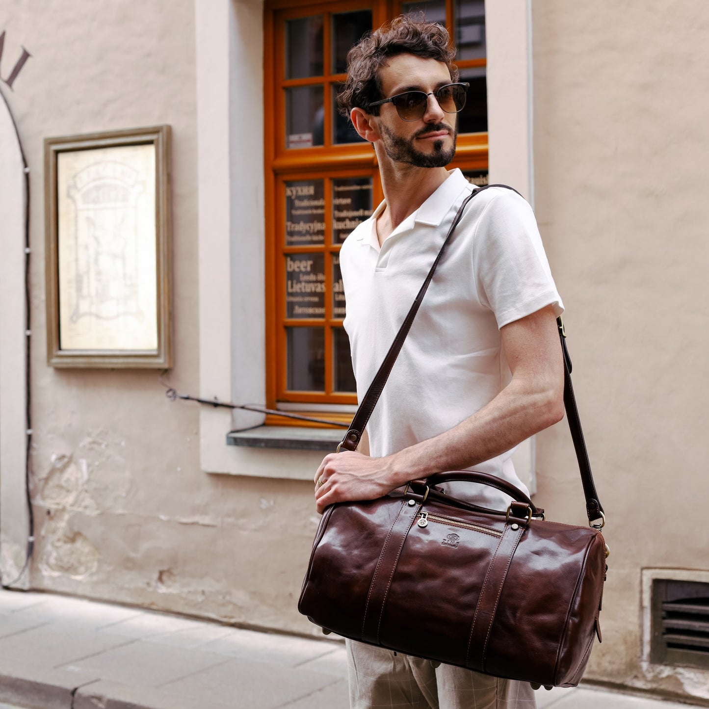 Small Leather Overnight Bag, Duffel Bag - The Ambassadors Duffel Bag Time Resistance   