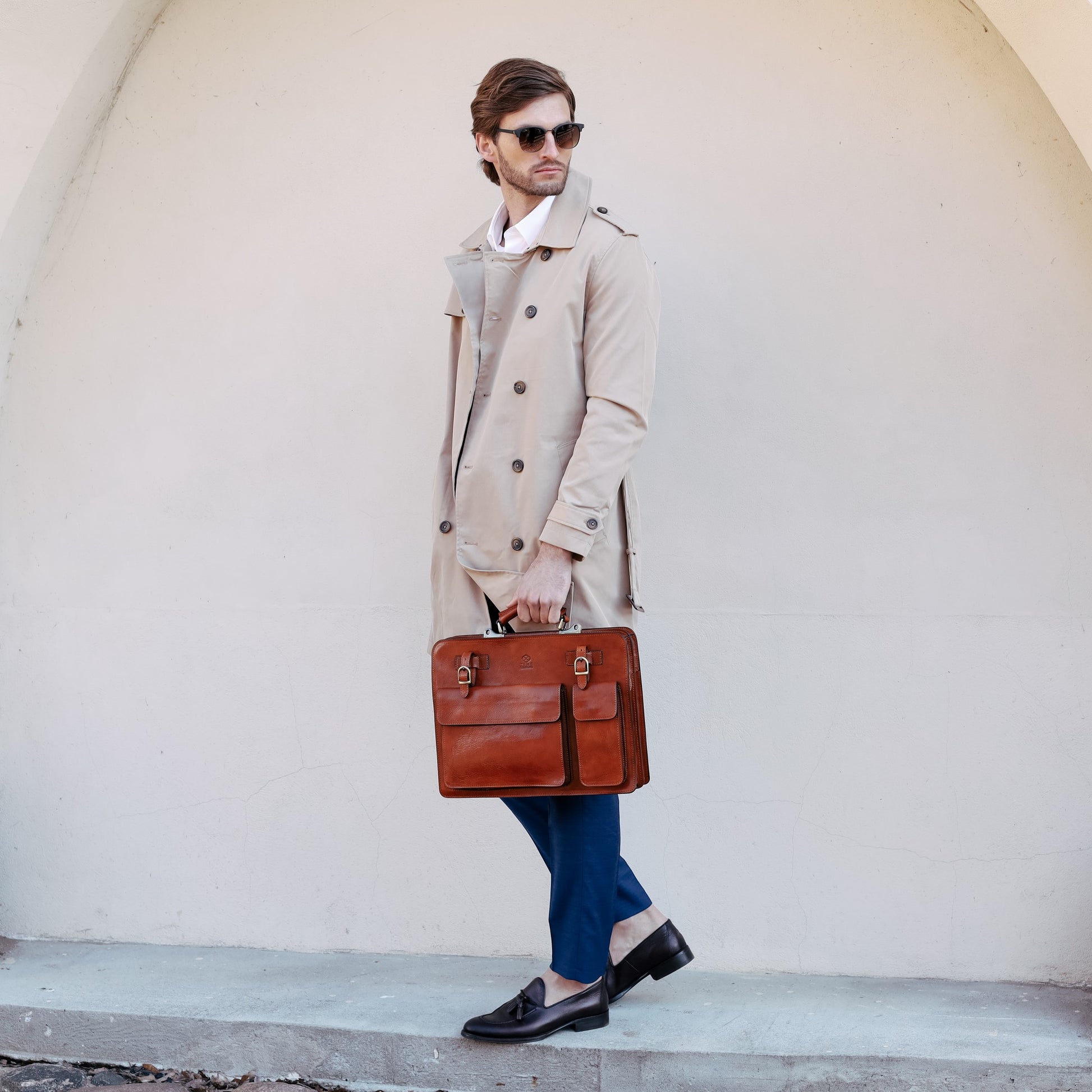 Leather Satchel Bag Briefcase - The Prophet Briefcase Time Resistance   