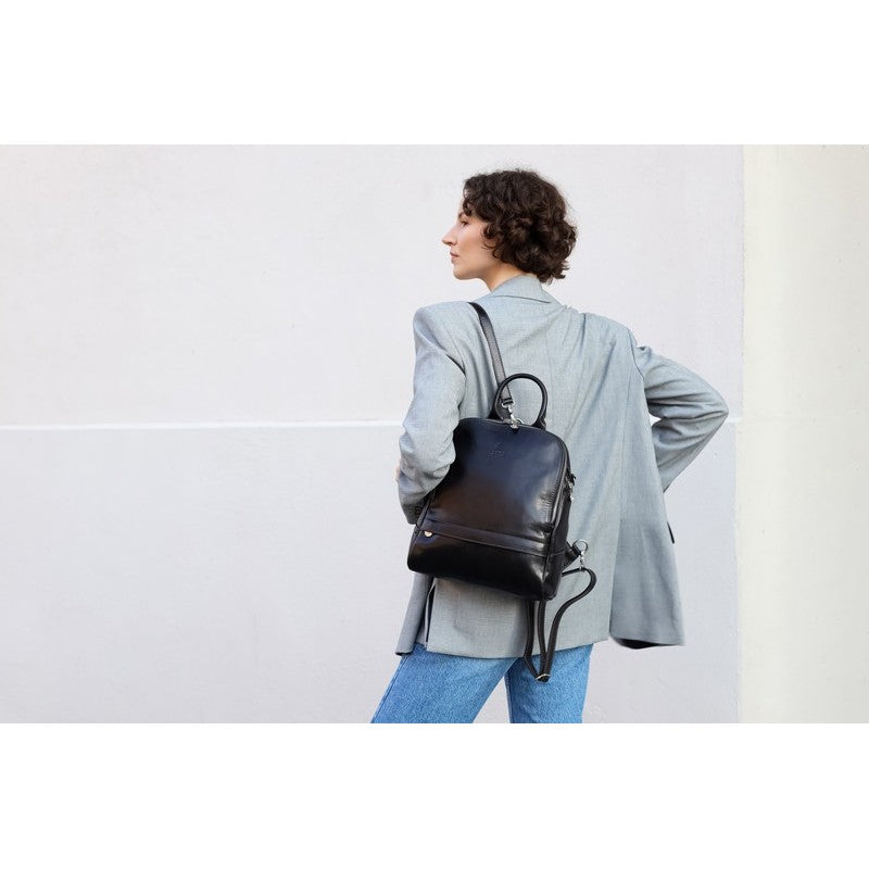 Womens Leather Backpack Convertible Bag - Regeneration Backpack Time Resistance   