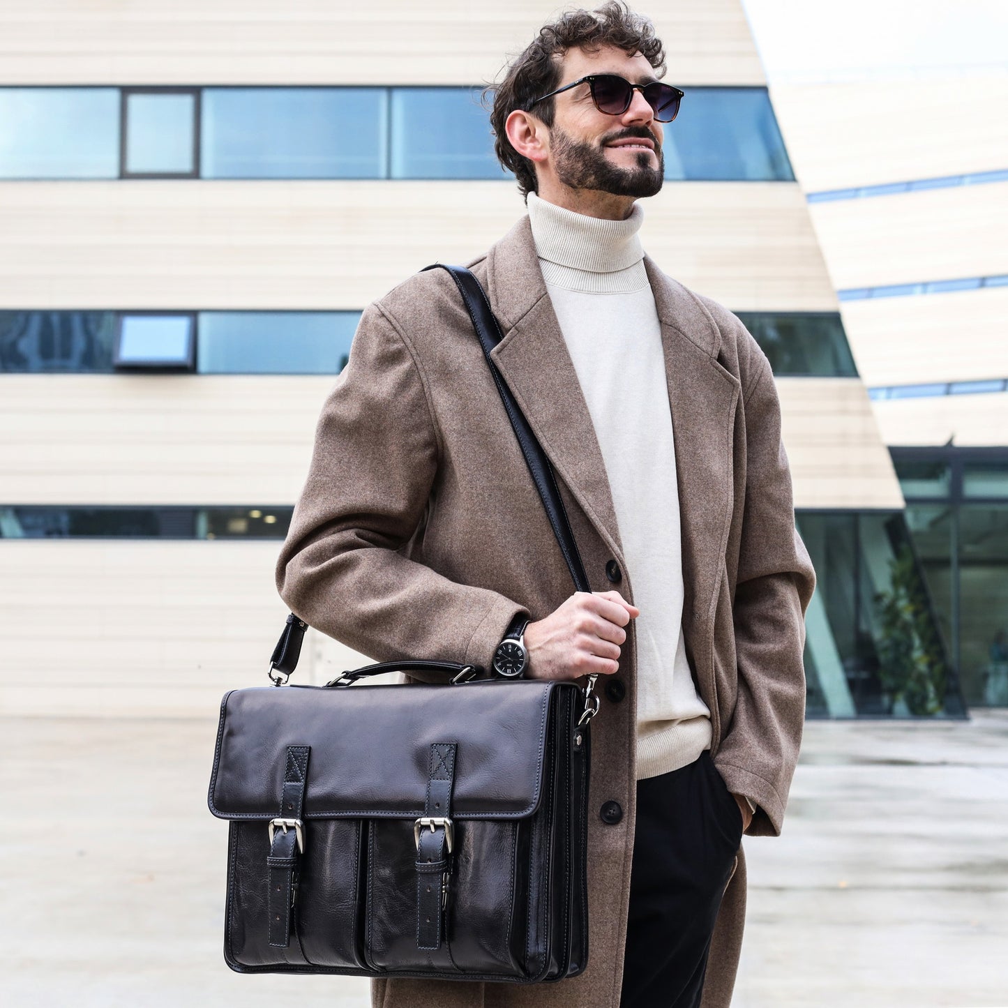 Leather Briefcase, Satchel Bag - The Time Machine Briefcase Time Resistance   