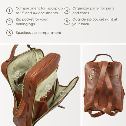 Leather Backpack - The Sun Also Rises Backpack Time Resistance   