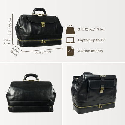 Large Italian Leather Doctor Bag - The Master and Margarita Doctor Bag Time Resistance   