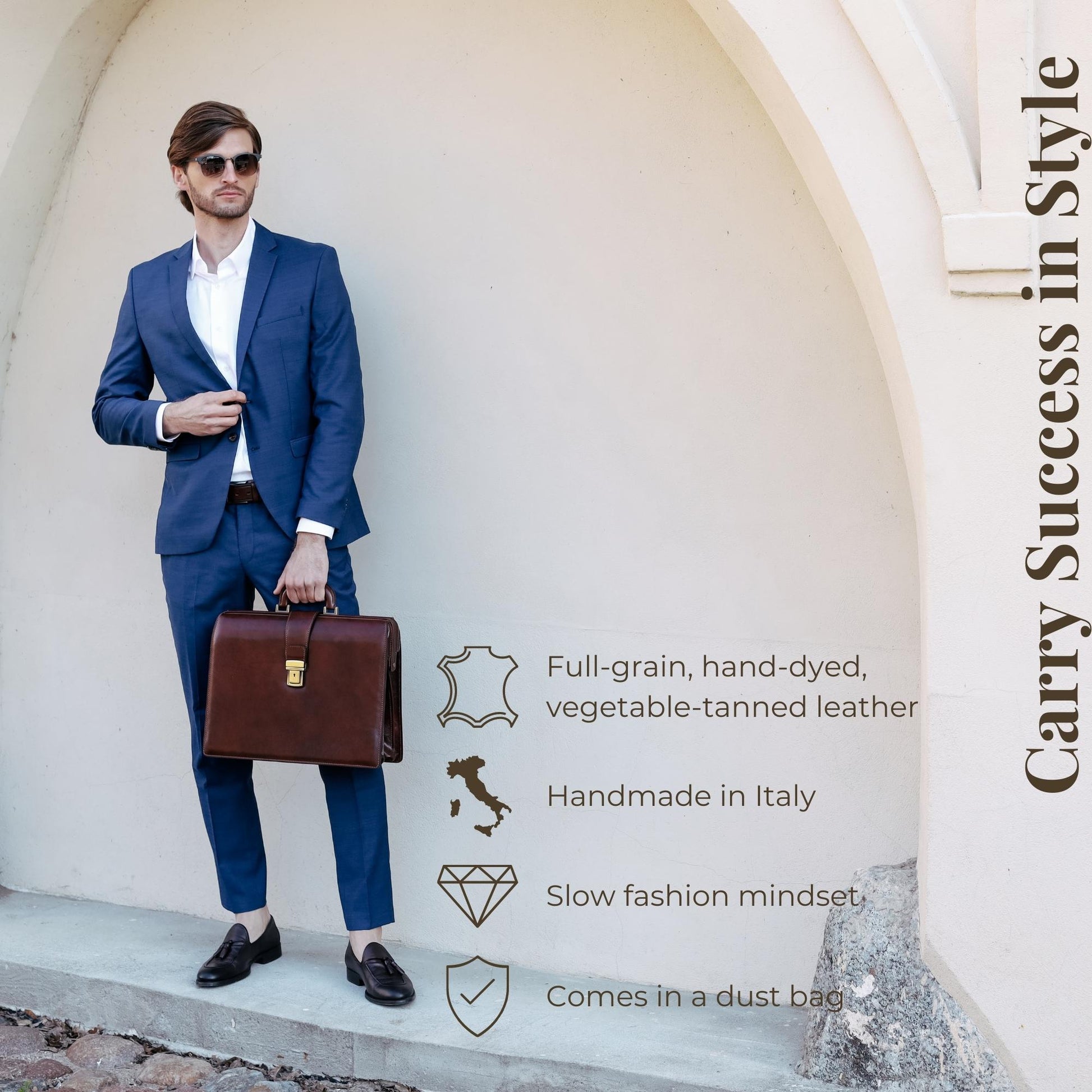 Large Leather Briefcase - The Firm Briefcase Time Resistance   