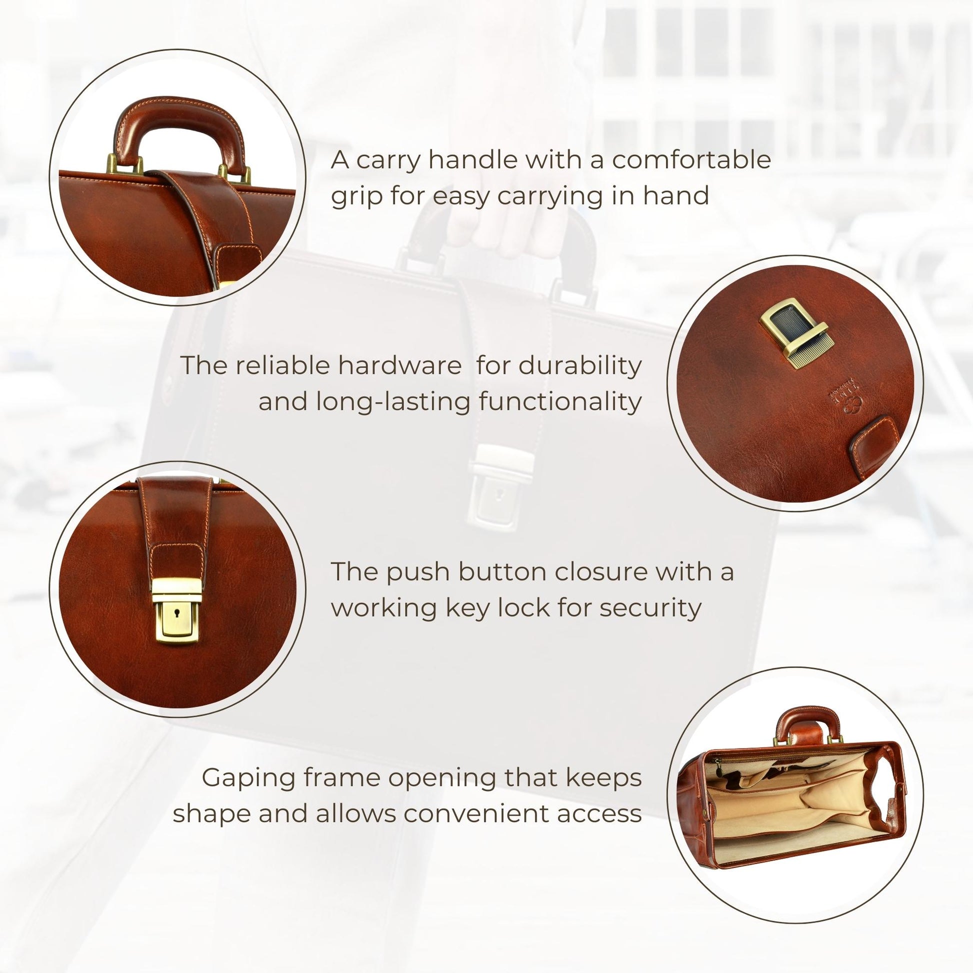 Large Leather Briefcase - The Firm Briefcase Time Resistance   