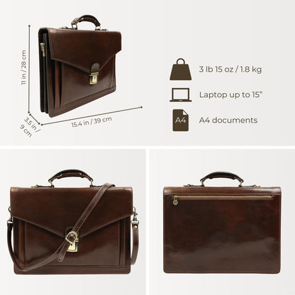 Classic Design Leather Briefcase - The Magus Briefcase Time Resistance   