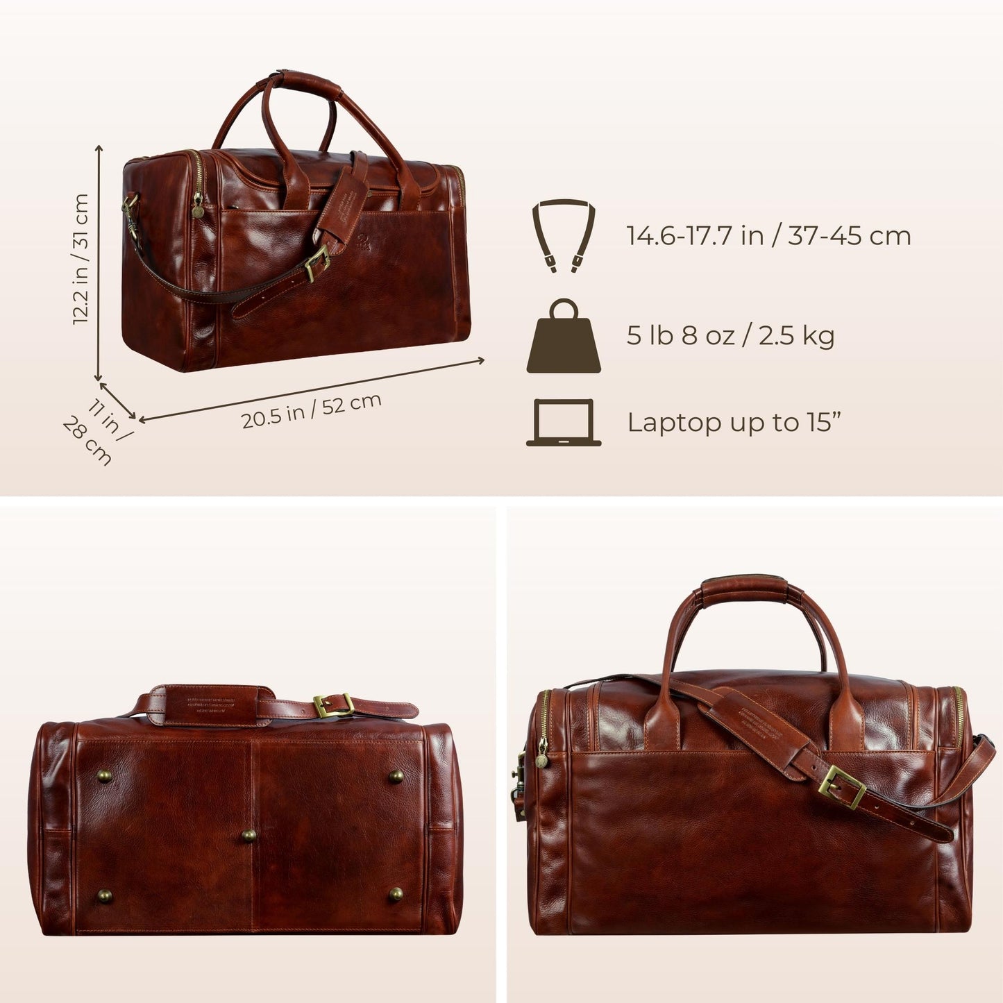 Large Italian Leather Duffel Bag - The Hitchhikers Guide to the Galaxy Duffel Bag Time Resistance   