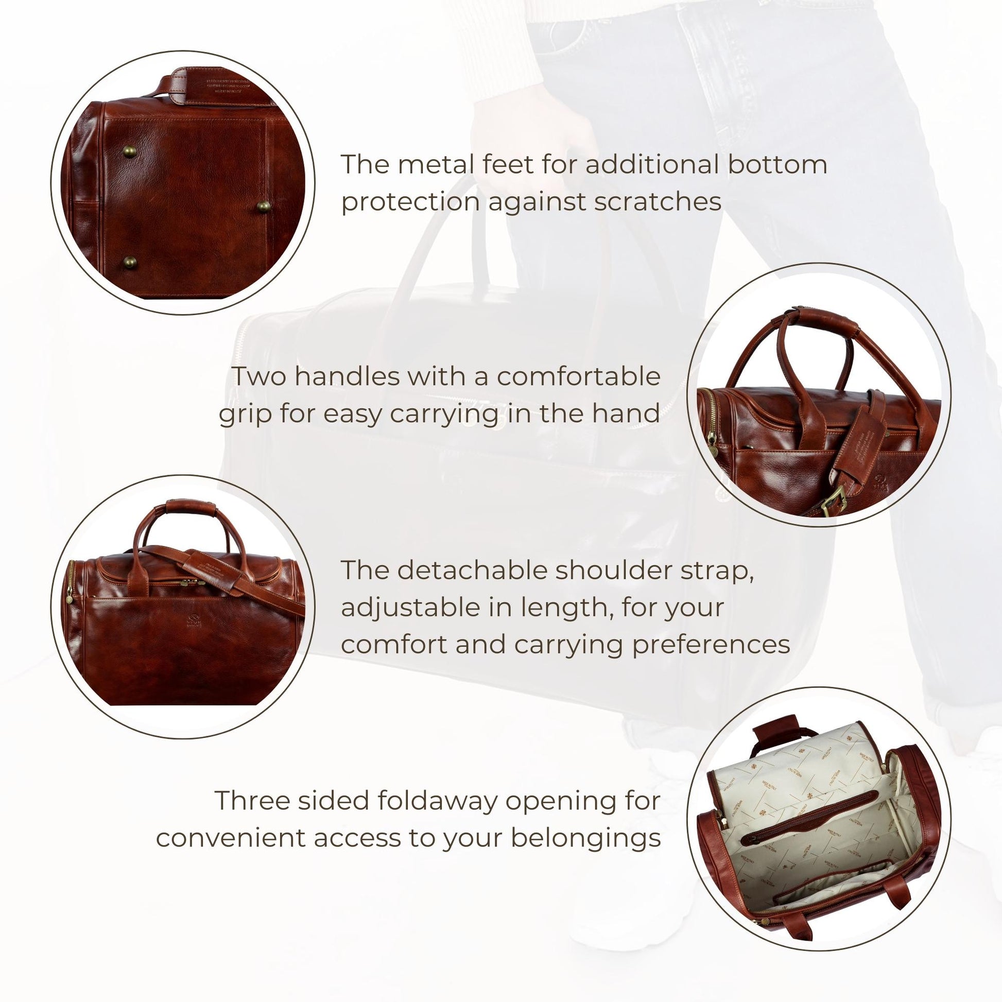 Large Italian Leather Duffel Bag - The Hitchhikers Guide to the Galaxy Duffel Bag Time Resistance   