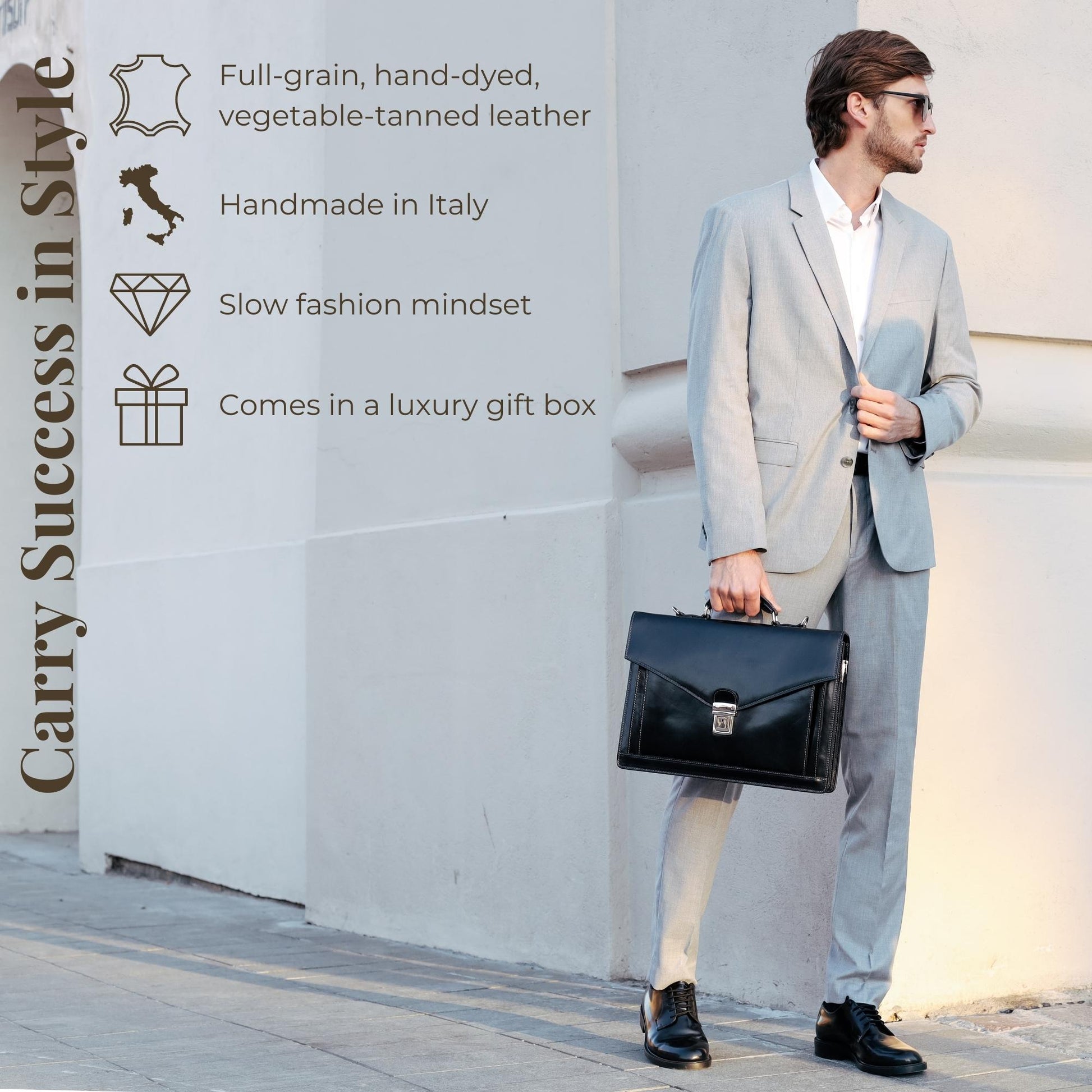 Classic Design Leather Briefcase - The Magus Briefcase Time Resistance   