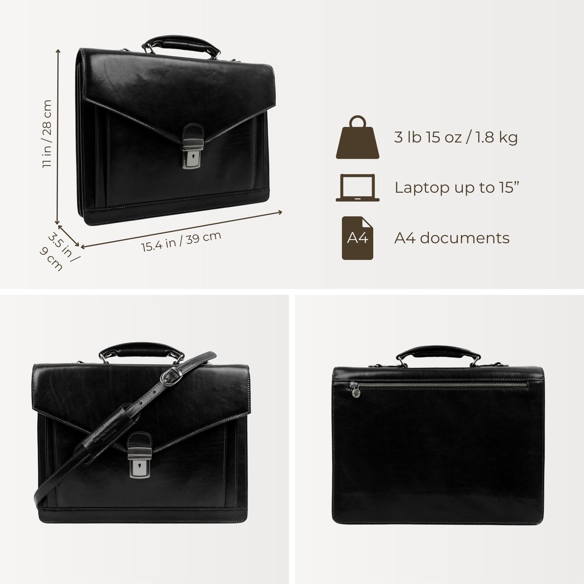 Classic Design Leather Briefcase - The Magus Briefcase Time Resistance   