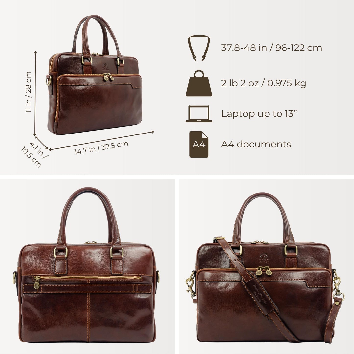 Leather Briefcase Laptop Bag - Orlando Briefcase Time Resistance   