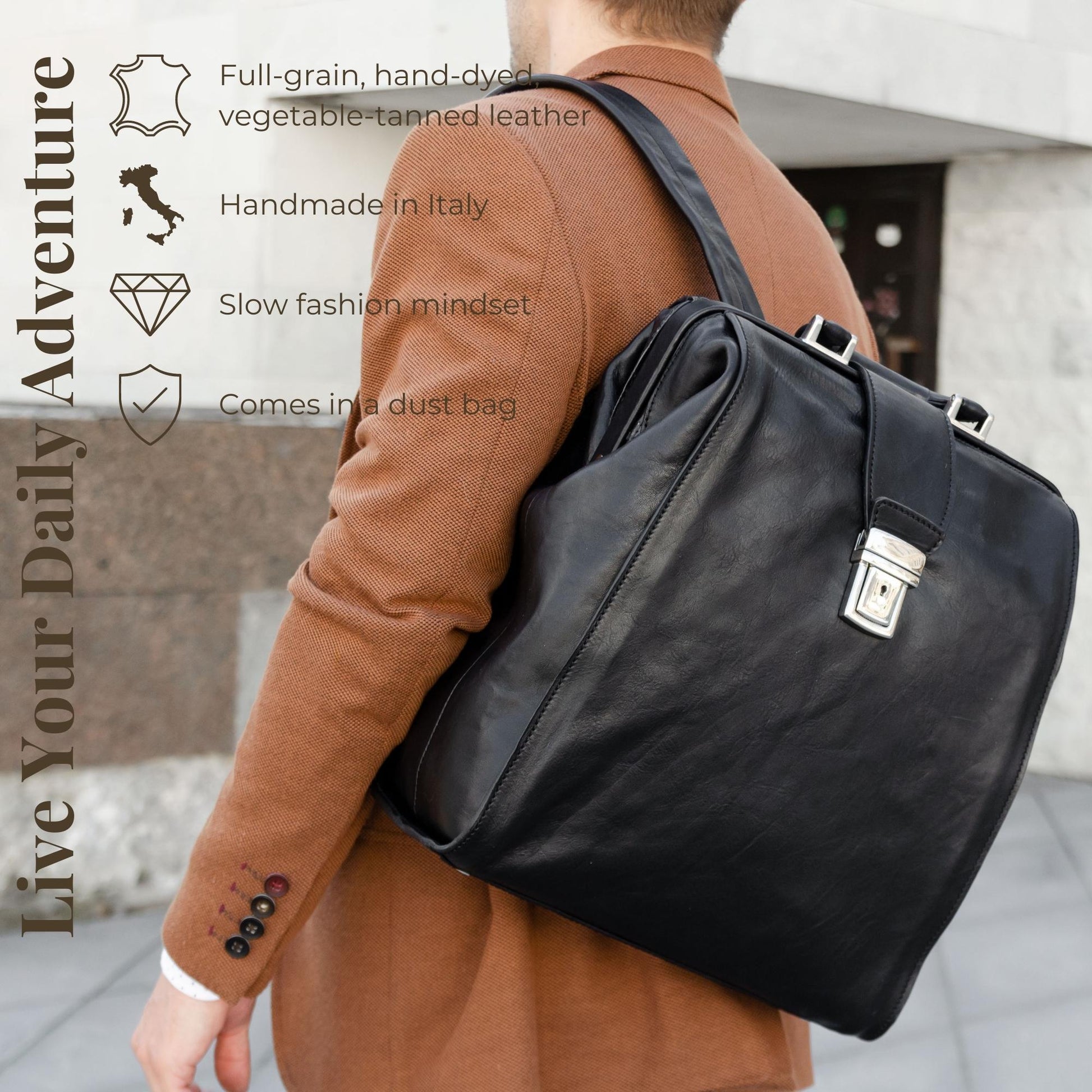 Leather Backpack - A Brief Story of Time Backpack Time Resistance   