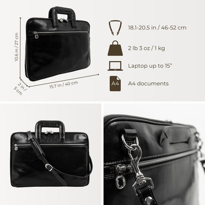 Leather Briefcase Laptop Bag - Brave New World Briefcase Time Resistance   