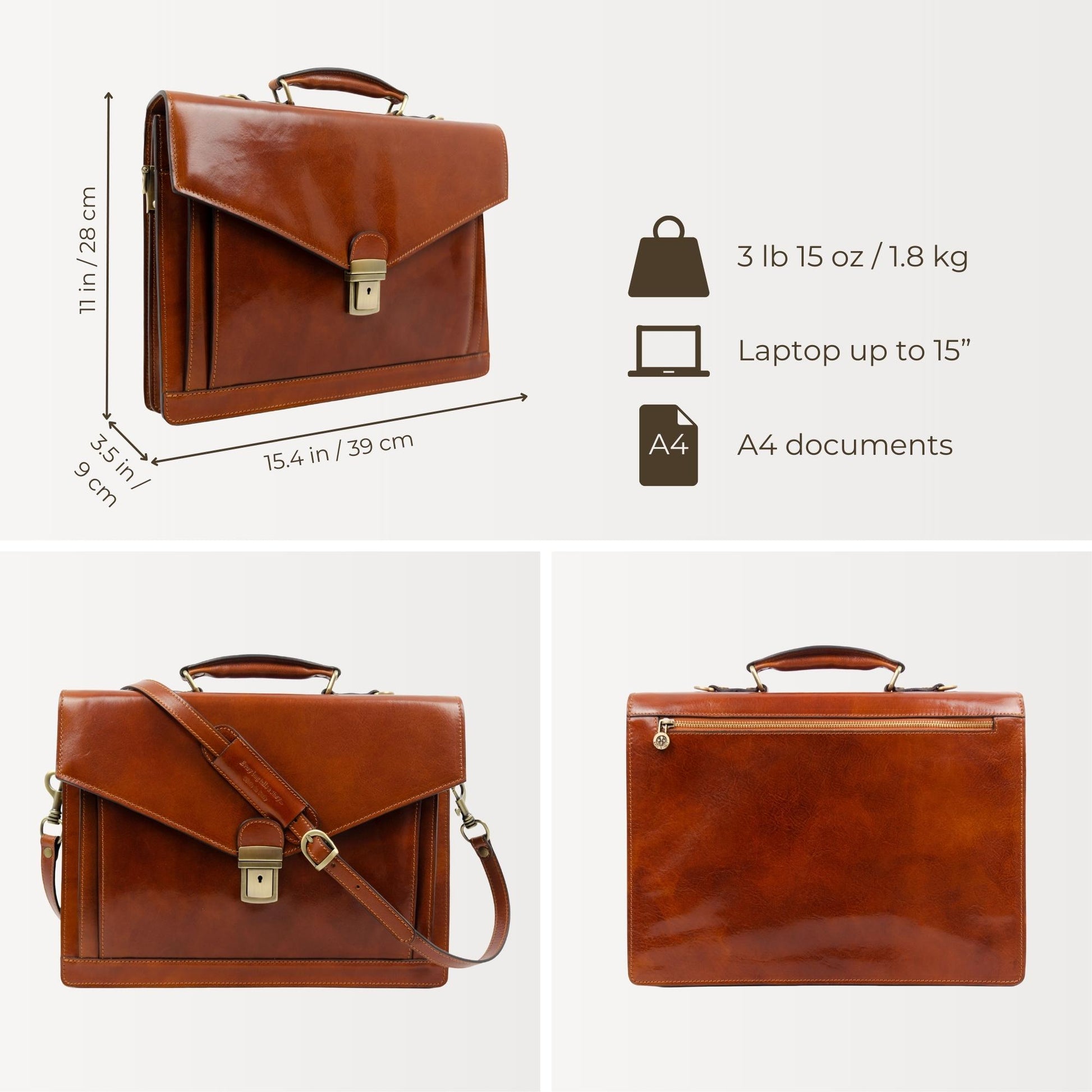 Classic Design Leather Briefcase - The Magus Briefcase Time Resistance   