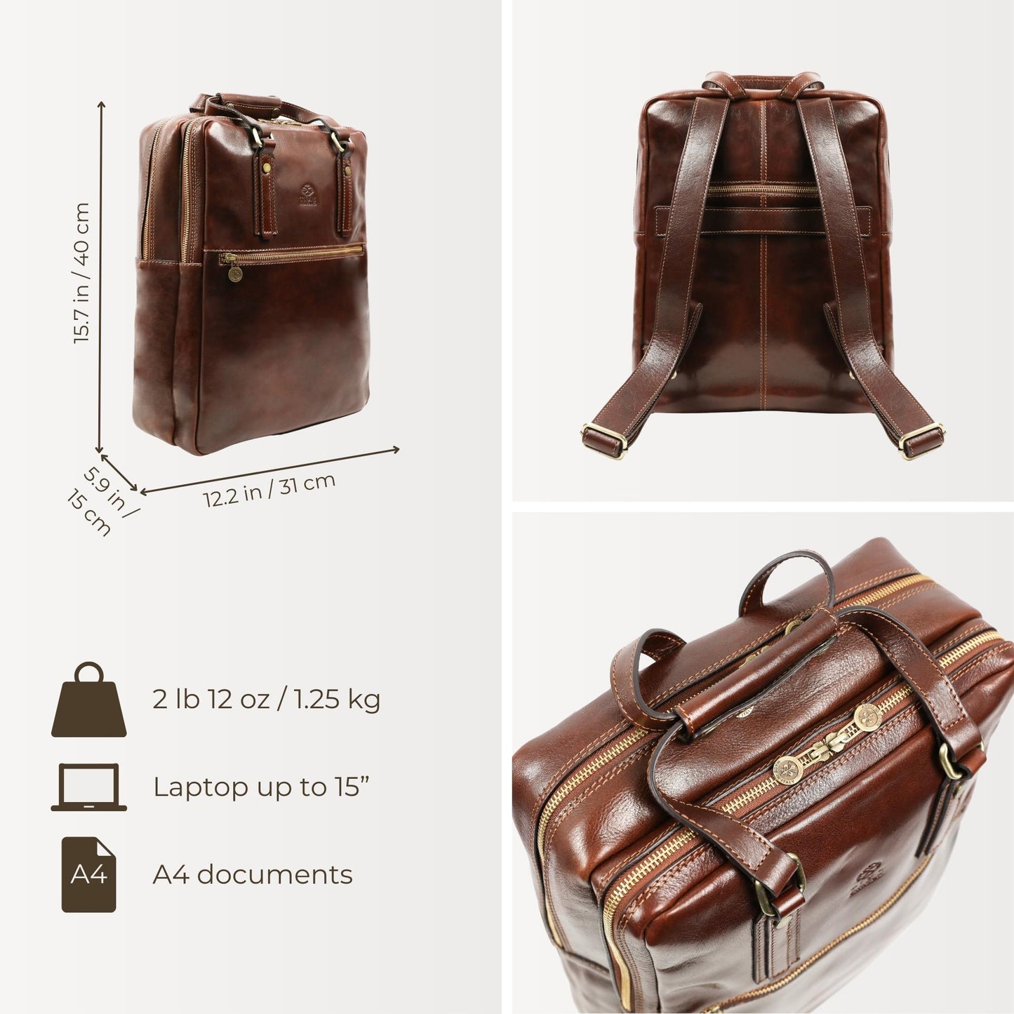 Brown Leather Backpack - Gone with the Wind Backpack Time Resistance   