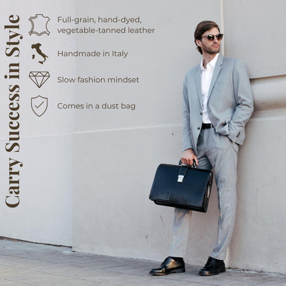 Large Leather Briefcase - The Firm Briefcase Time Resistance   