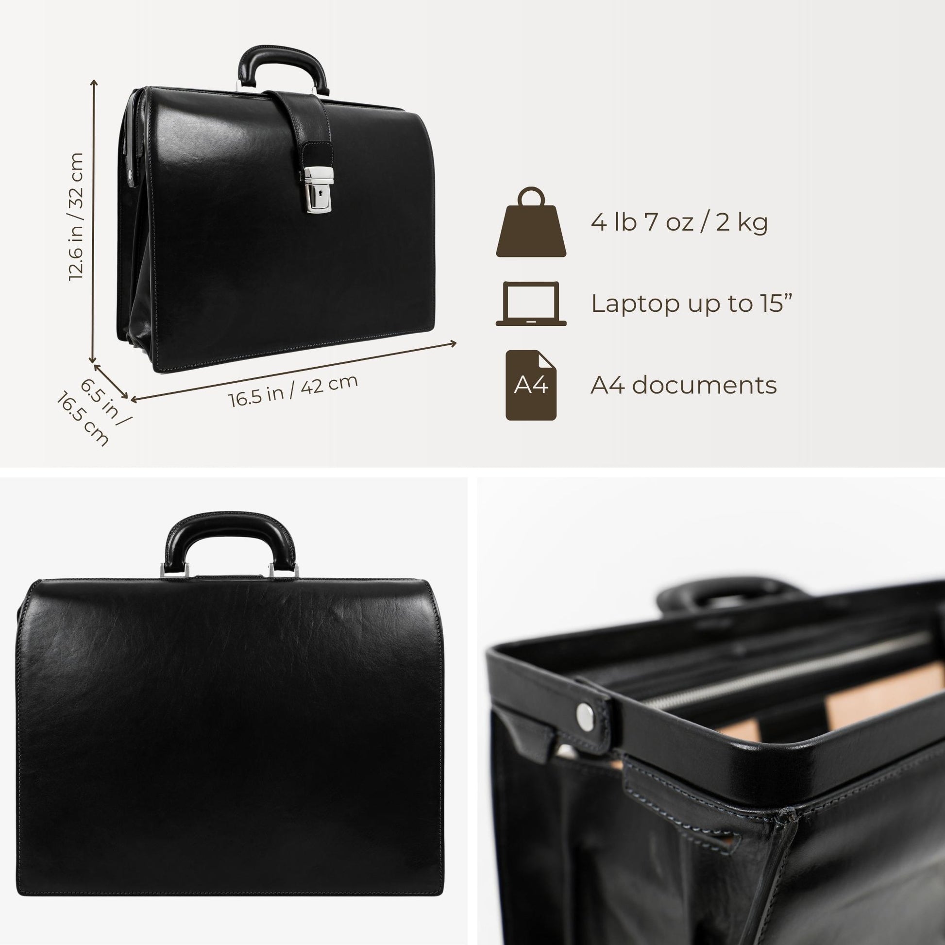 Large Leather Briefcase - The Firm Briefcase Time Resistance   