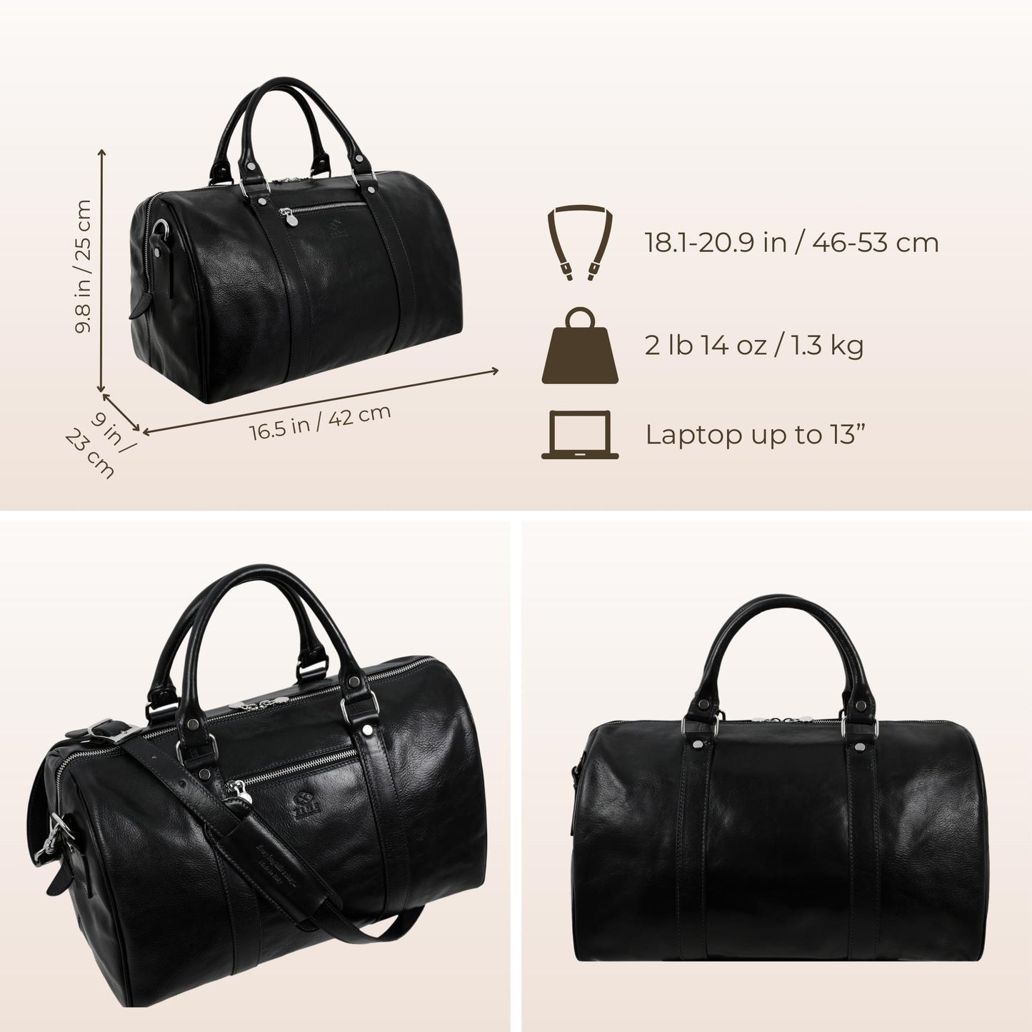 Small Leather Overnight Bag, Duffel Bag - The Ambassadors Duffel Bag Time Resistance   