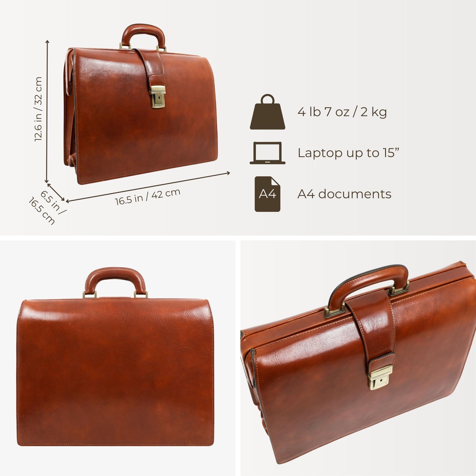 Large Leather Briefcase - The Firm Briefcase Time Resistance   