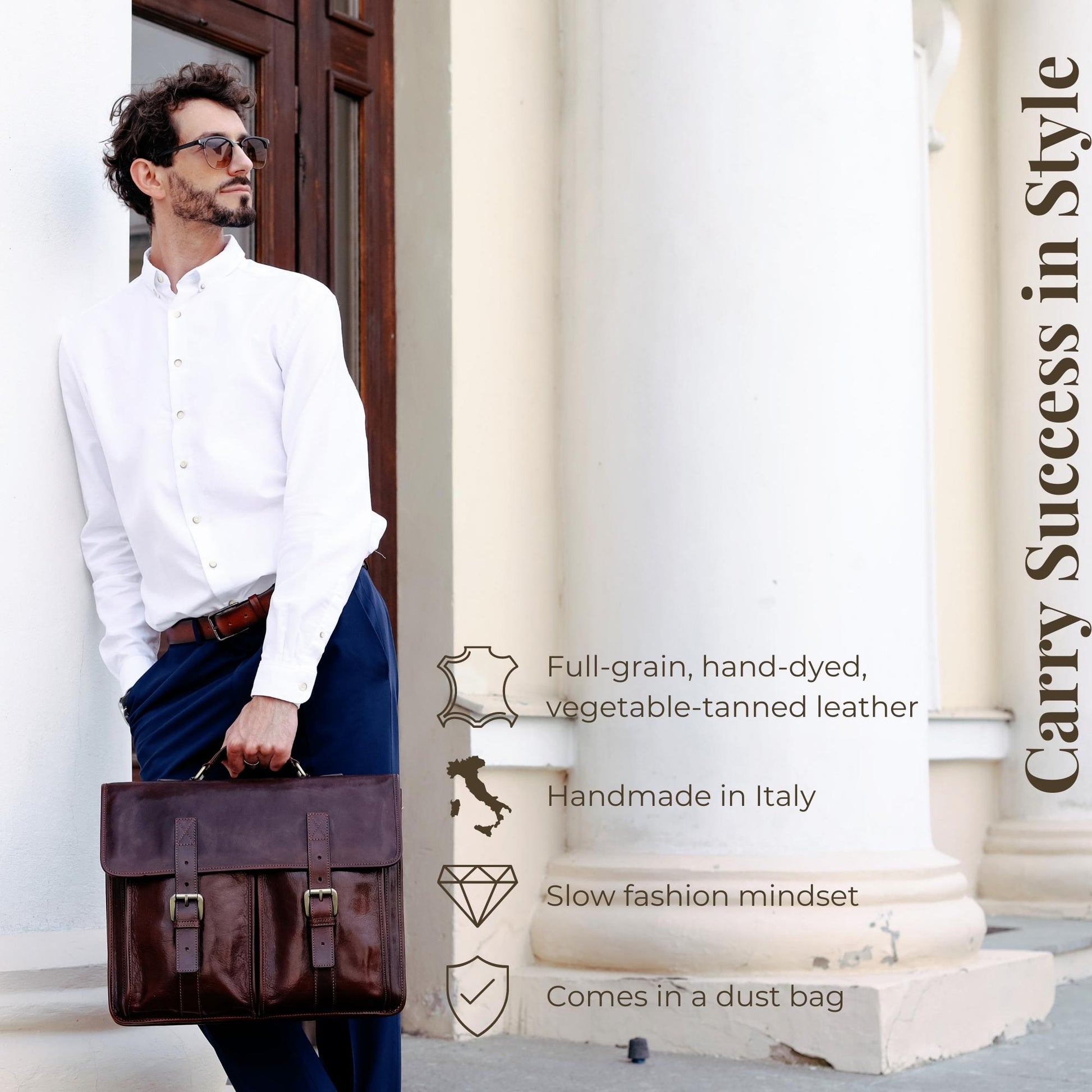 Leather Briefcase, Satchel Bag - The Time Machine Briefcase Time Resistance   