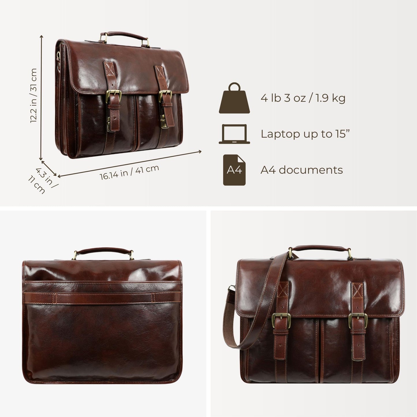 Leather Briefcase, Satchel Bag - The Time Machine Briefcase Time Resistance   