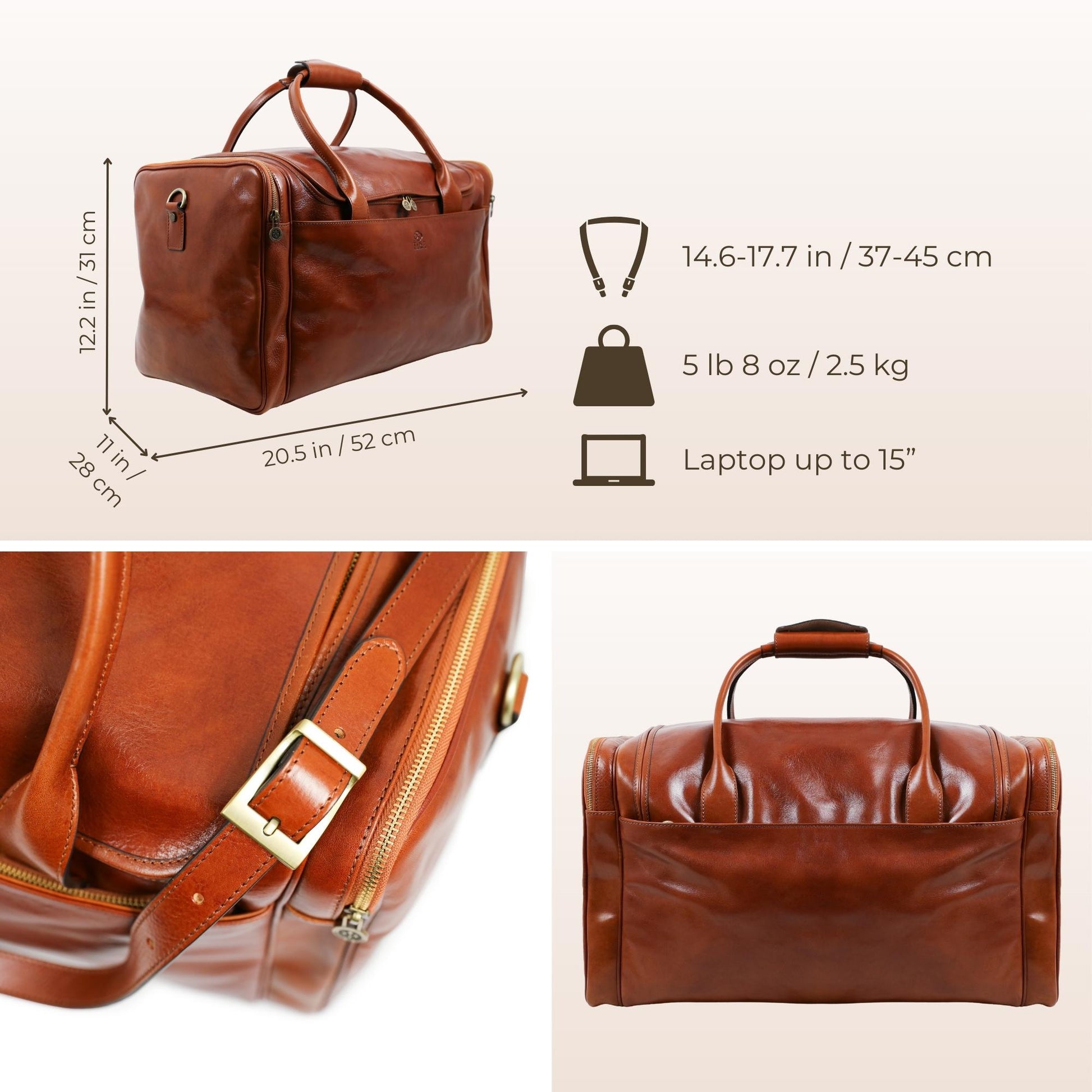 Large Italian Leather Duffel Bag - The Hitchhikers Guide to the Galaxy Duffel Bag Time Resistance   