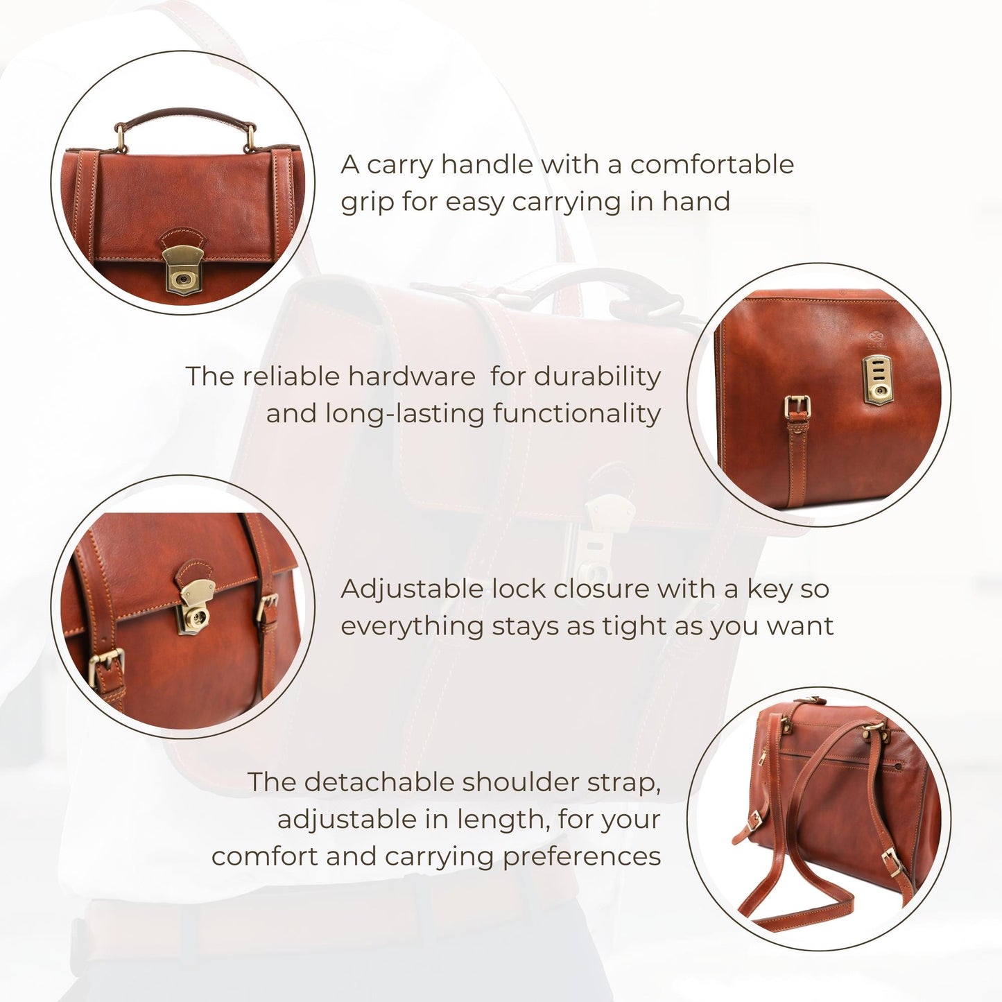 Leather Belted Briefcase, Convertible Backpack - The Glass Menagerie Briefcase Time Resistance   